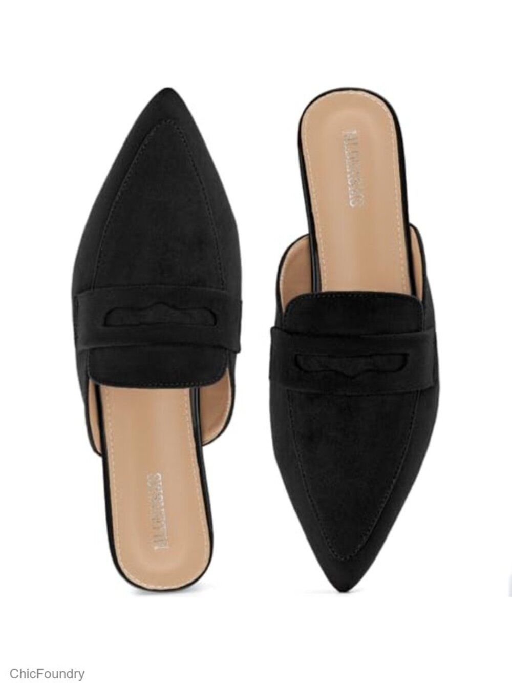 Pointed Toe Mules Faux Suede Memory Foam Office Work Loafers